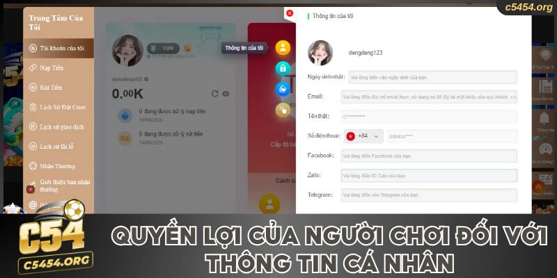 Chính sách bảo mật C54 về quyền lợi của người chơi