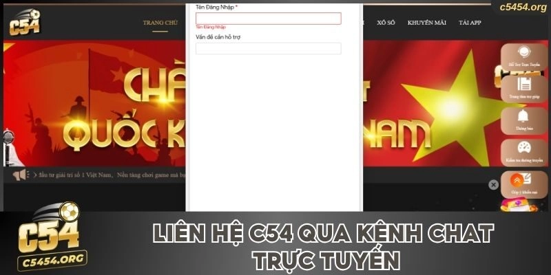 Liên hệ C54 qua kênh chat trực tuyến